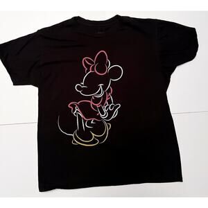Disney Minnie Mouse Neon Silhouette Black Shirt‎